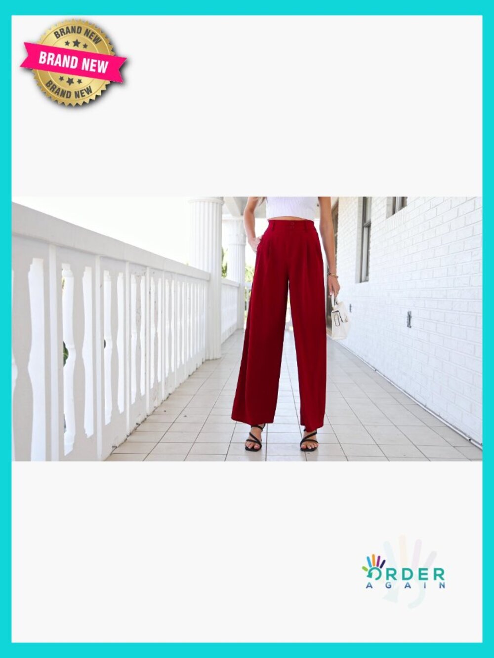 High Waist Pleated Wide Leg Palazzo Pants Work Business Casual Trousers - Picture 7 of 7